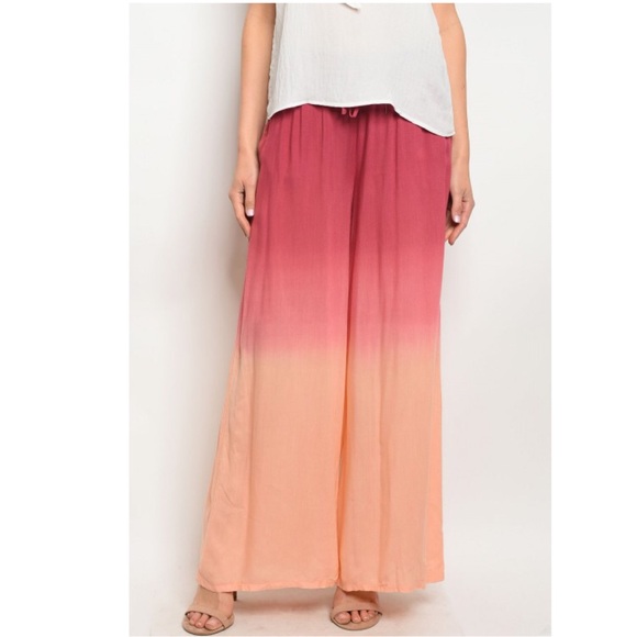 Pants - 🛍SALE🛍 Peach Tie Dye Ombré Palazzo Pants